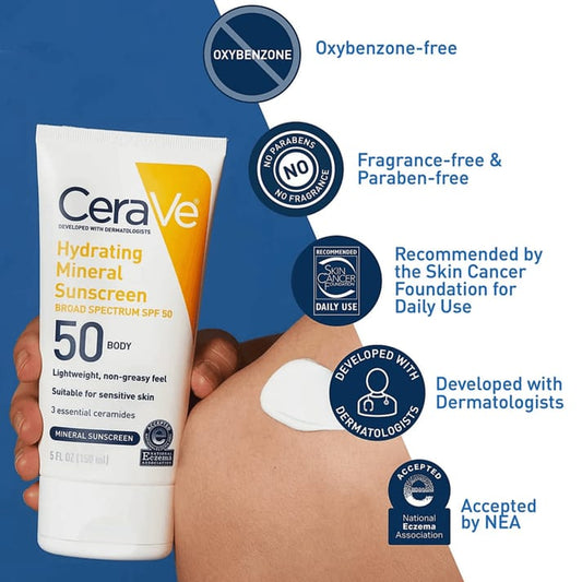 CeraVe Hydrating Mineral Sunscreen SPF 50 Body (150 ml