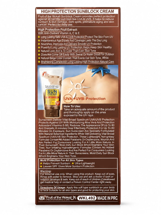 Fruit of the wokali SUNSCREEN HIGH PROTECTION SPF 70+