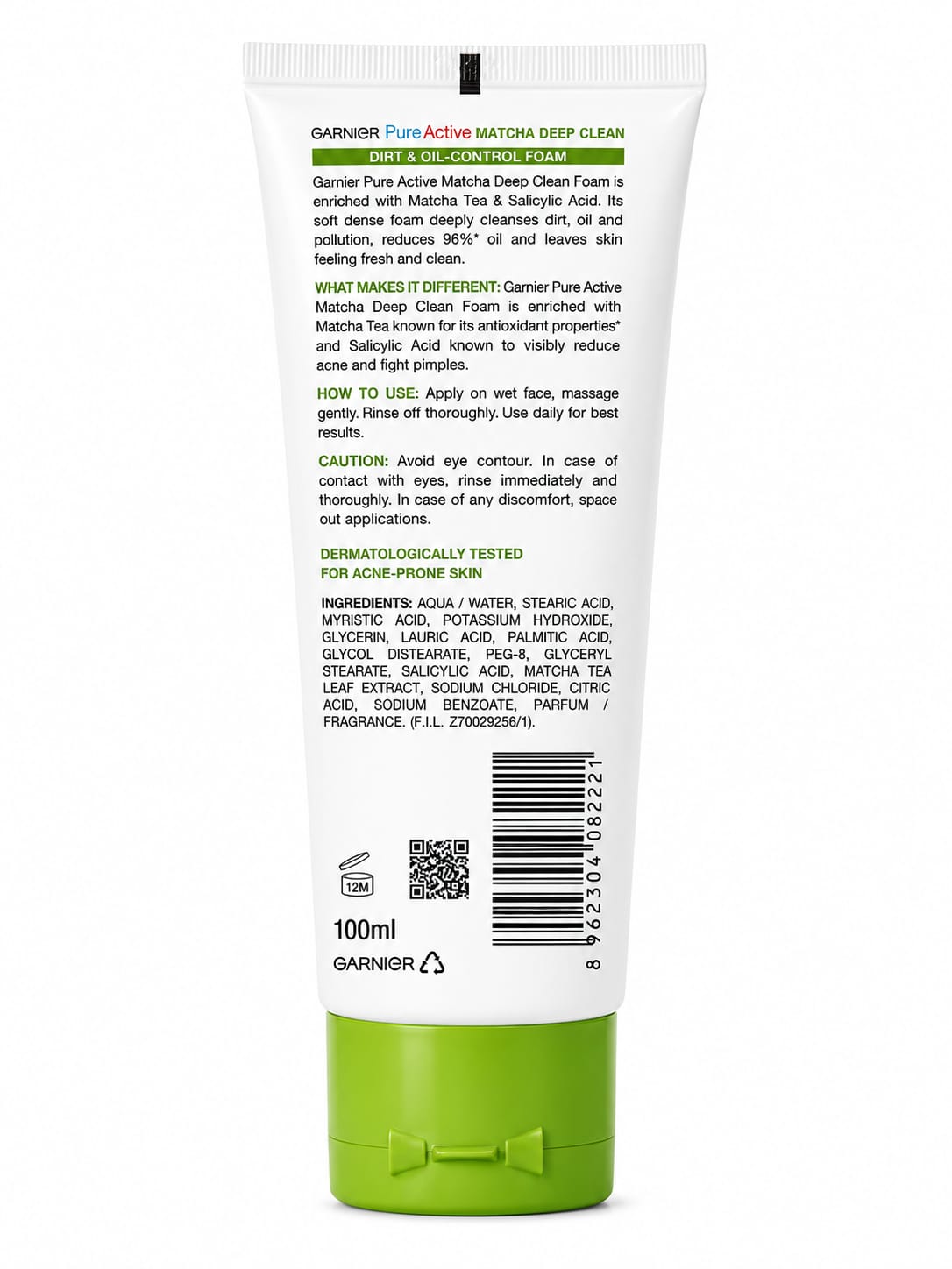 GARNIER Pure Active MATCHA DEEP CLEAN DIRT & OIL CONTROL FOAM