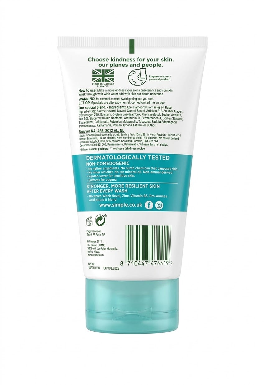 Simple Purifying gel wash Shine .Free And Clear Skin Witch Hazel + Zinc