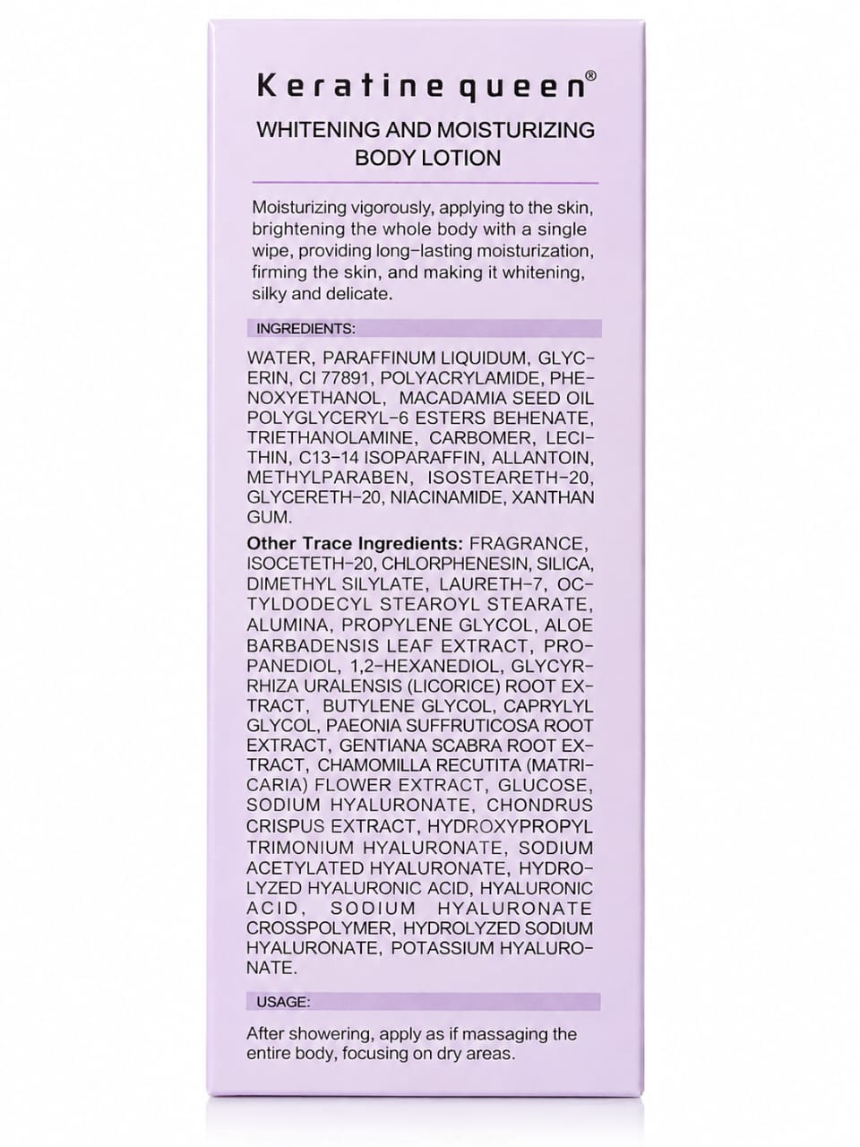 Whitening and moisturising body lotion