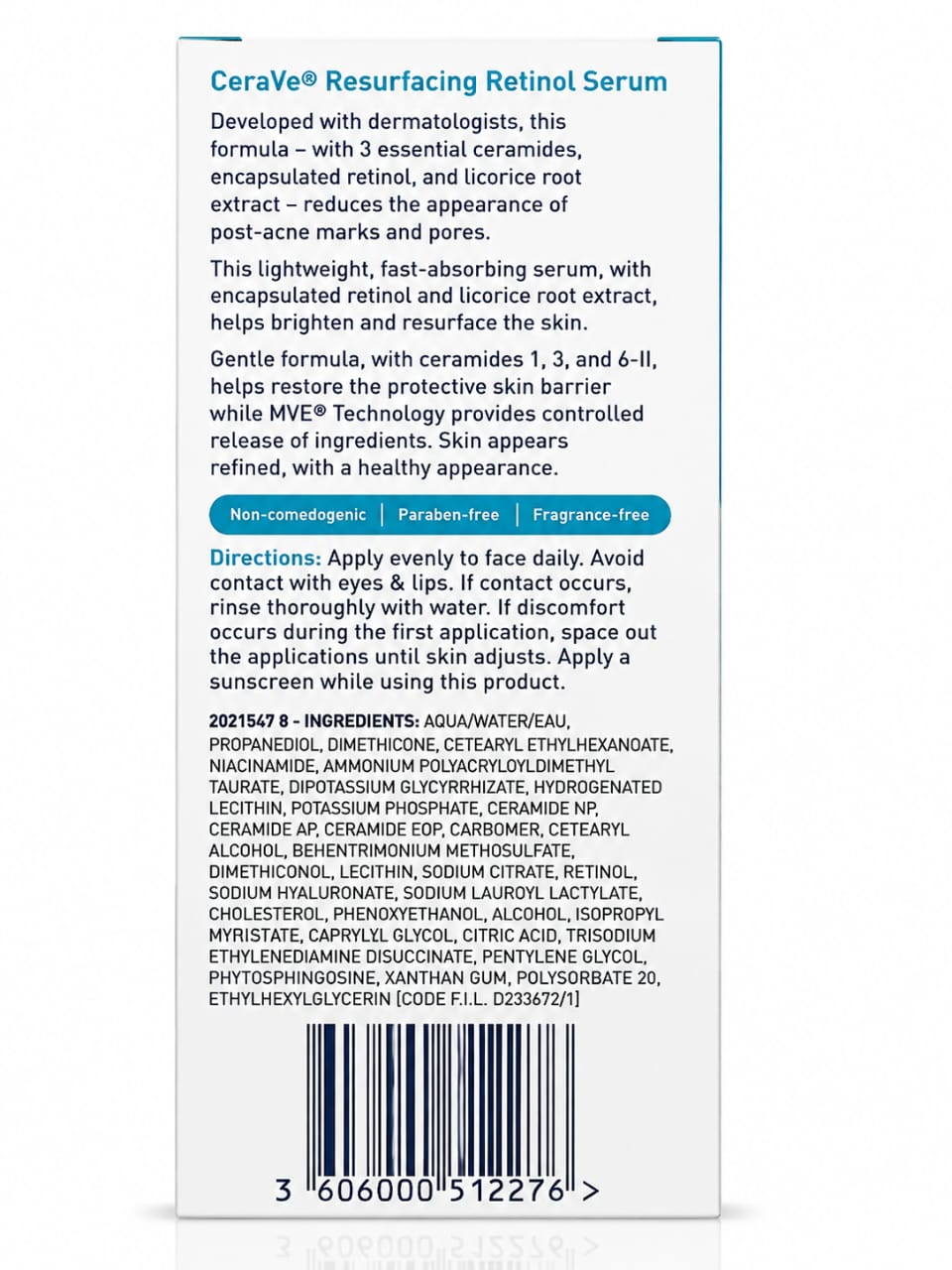 CeraVe Resurfacing Retinol Serum 30ml | Acne Marks, Pores & Skin Texture Repair