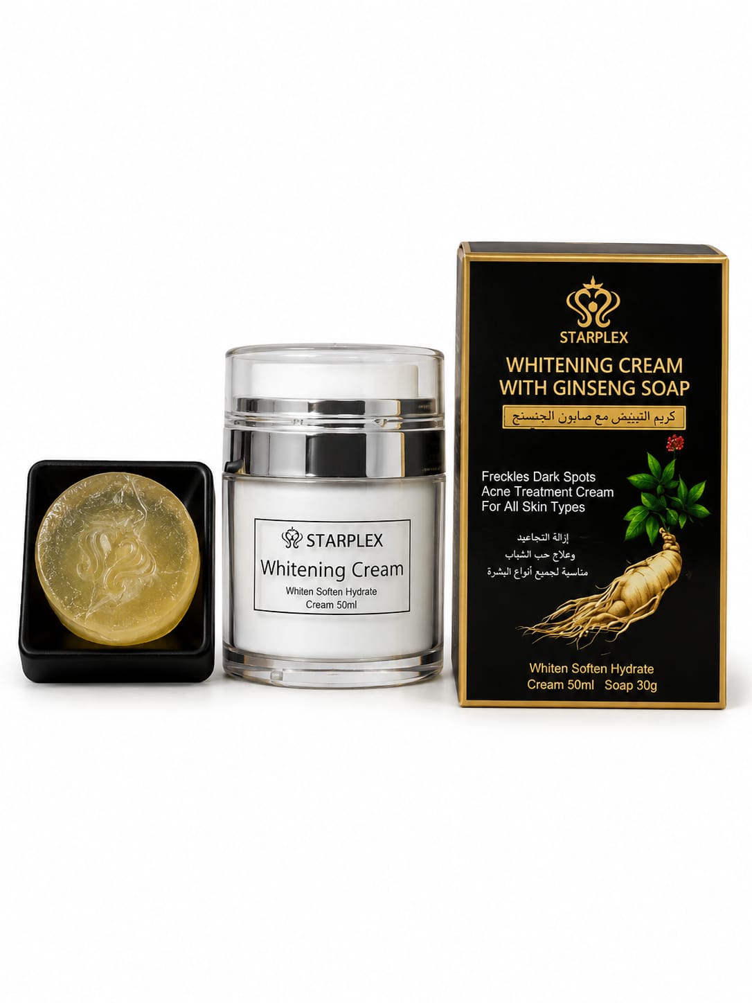 STARPLEX  WHITENING CREAM  WITH GINSENG SOPE   Freckles Dark Spots  Acne Treatment Cream  For All skin types  50ml