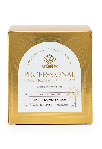 STARPLEX  PROFESSIONAL HAIR TREATMENT CREAM  Smooth Hair ,Tames Frizz  24K GOLD POWRED 500ml