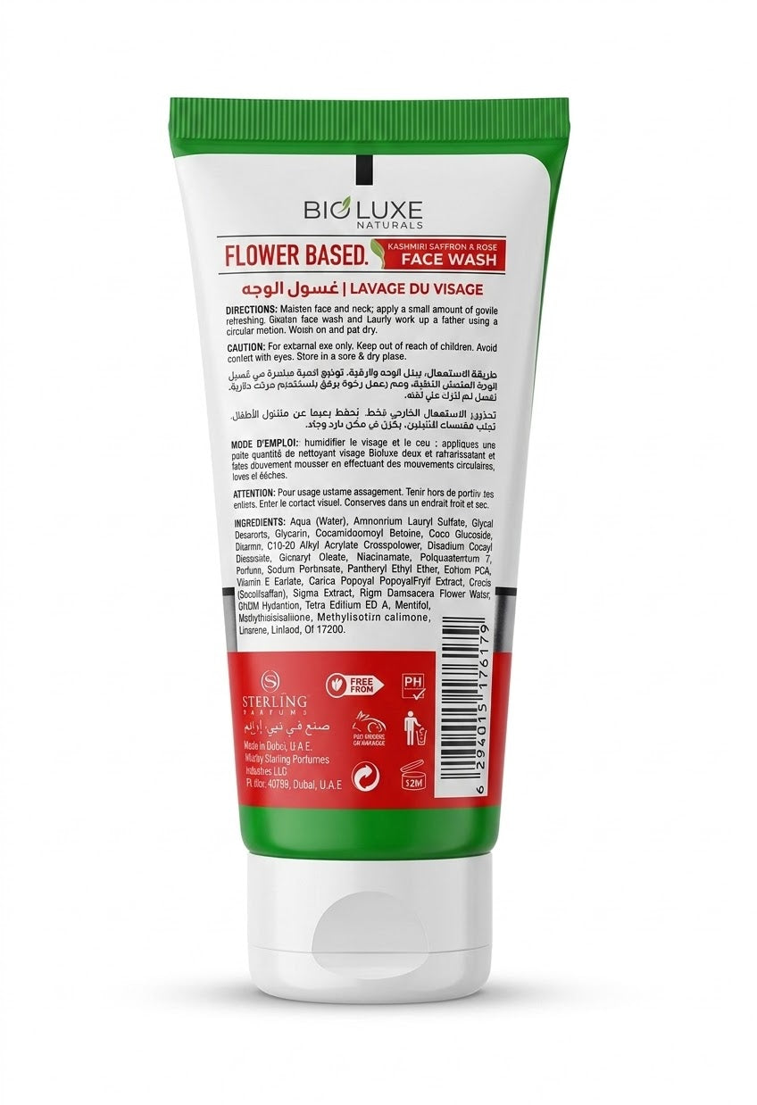 BioLuxe Flower Based Kashmiri Saffron & Rose Face Wash 150ml