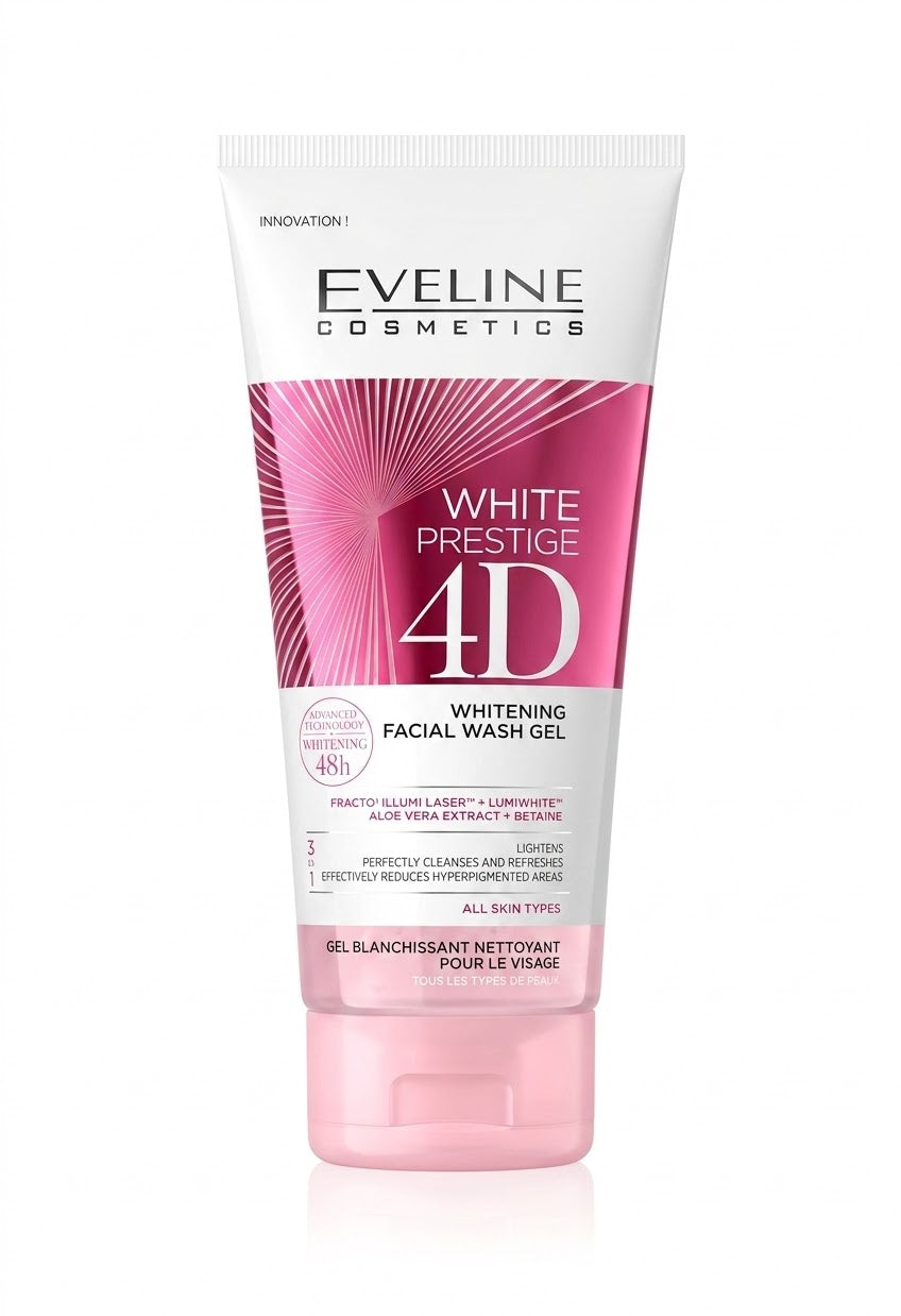 Eveline - White Prestige 4D Whitening Facial Wash Gel - Radiance-Boosting Cleanser with Marigold & Aloe Vera -