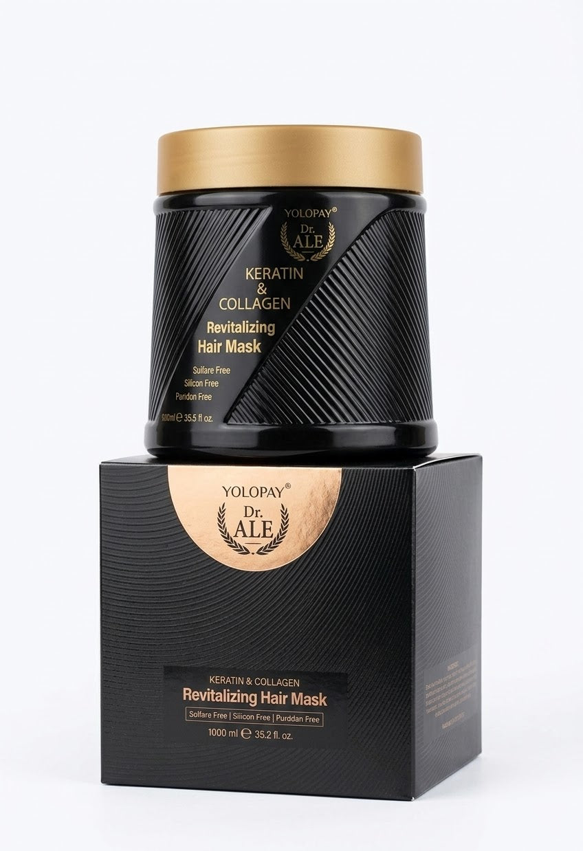 YOLOFAY  Dr. ALE  Keratin & collagen  Revitalizing Hair Mask  Sulfate free / Silicon Free / Paraben Free  1000ml
